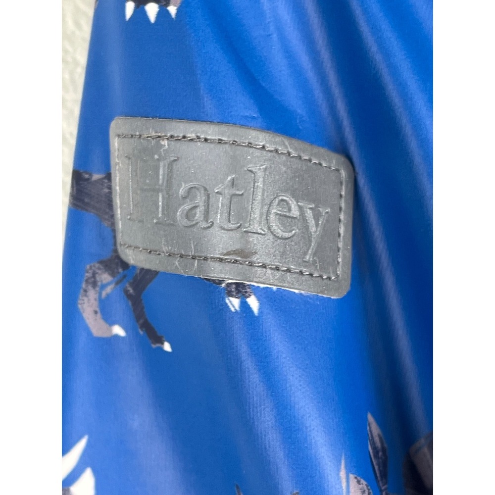 Hatley Kids Blue Dinosaur Print Hooded Rain Jacket Size 4 Waterproof Full Zip - Picture 10 of 14